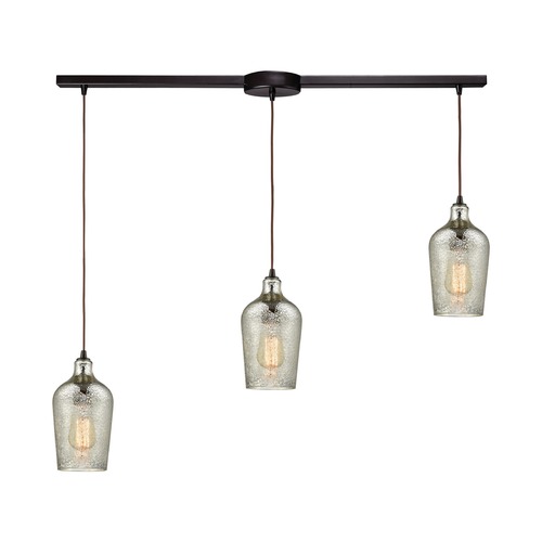 Elk Lighting Hammered Mercury Glass Multi-Light Pendant Oil Rubbed Bronze Elk Lighting 10830/3L