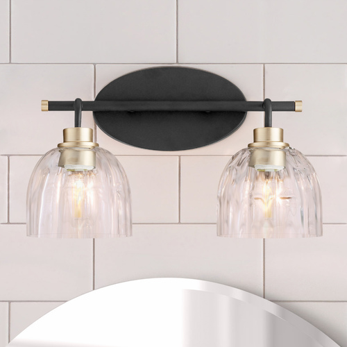 Espy 15.5-Inch Bath Light in Noir with Aged Brass Accents by Quorum Lighting