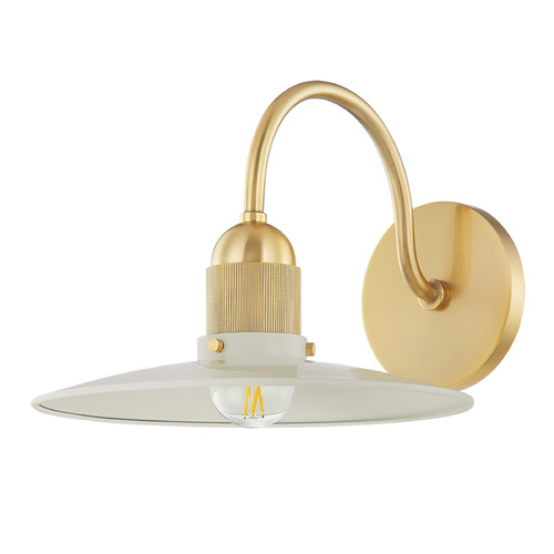 Mitzi Leanna Aged Brass Wall Sconce Cream Shade