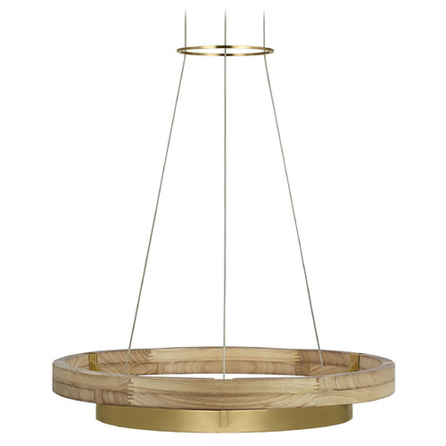 Visual Comfort Modern Collection Grace Hand Rubbed Antique Brass & Natural Oak LED Pendant Light