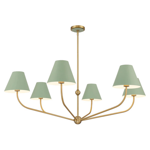 Xavier 6-Light Chandelier in Gold & Green by Crystorama Lighting