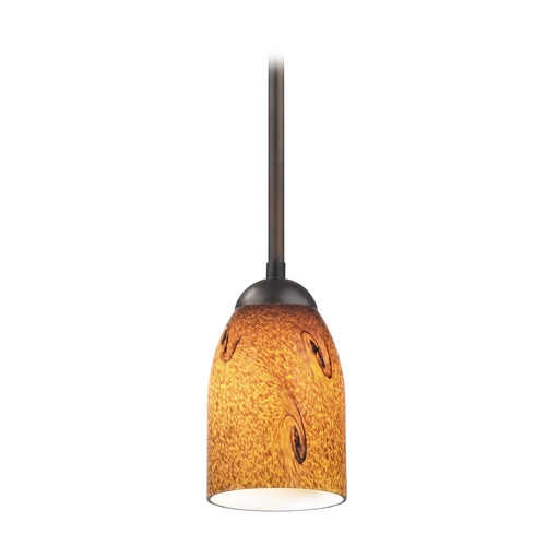 Modern Mini-Pendant Light with Brown Art Glass