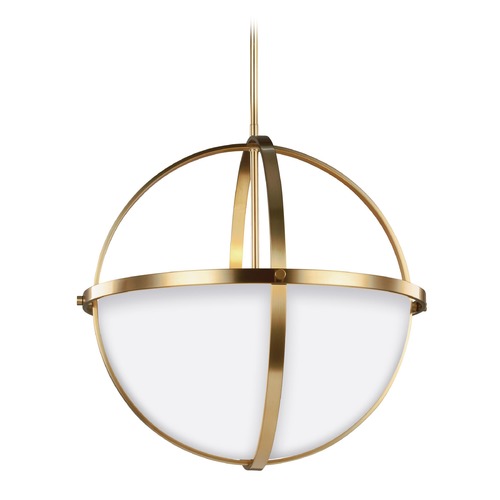 Generation Lighting Alturas 19-Inch 3-Light Pendant in Satin Brass with Opal Glass 6624603-848