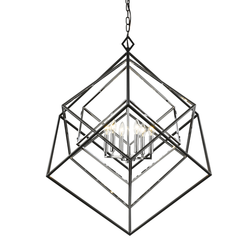 Z-Lite Euclid Chrome & Matte Black Pendant by Z-Lite 457-6CH-MB