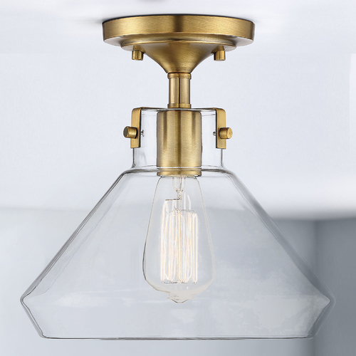 Savoy House Savoy House Walpole Warm Brass Semi-Flushmount Light with Clear Glass 6-9137-1-322