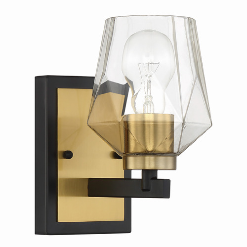 Avante Grand Flat Black & Satin Brass Sconce by Craftmade Lighting