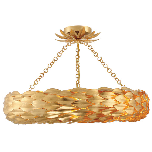 Crystorama Lighting Broche Antique Gold Semi-Flushmount Light