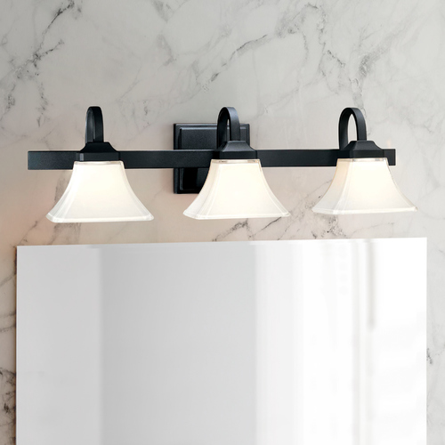 Minka Lavery Bathroom Light with White Glass in Black Finish 6813-66