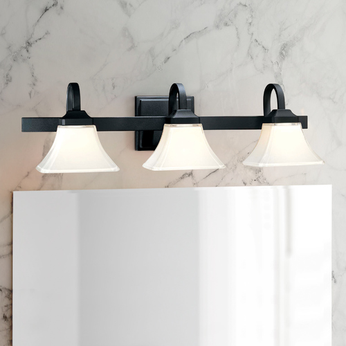 Bathroom Light with White Glass in Black by Minka Lavery