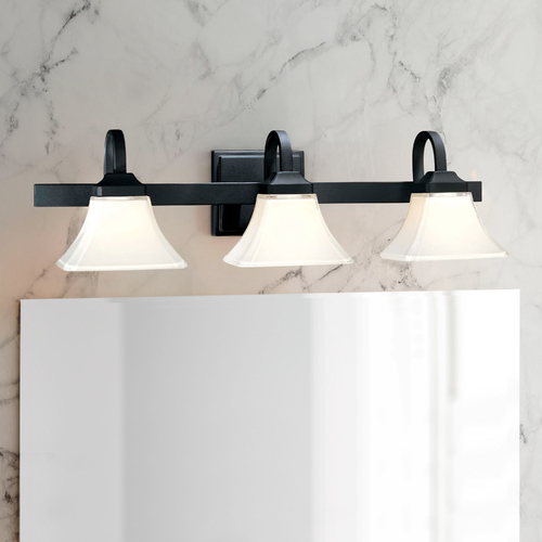 Minka Lavery Bathroom Light with White Glass in Black by Minka Lavery 6813-66