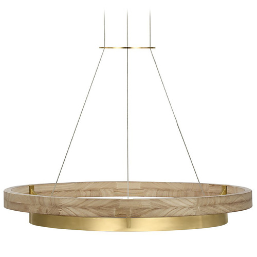Visual Comfort Modern Collection Grace Hand Rubbed Antique Brass & Natural Oak LED Pendant Light