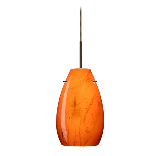 Besa Lighting Modern Pendant Light Orange Glass Bronze by Besa Lighting 1JT-4126HB-BR