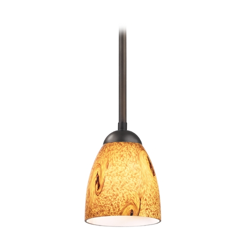 Modern Mini-Pendant Light with Brown Art Glass