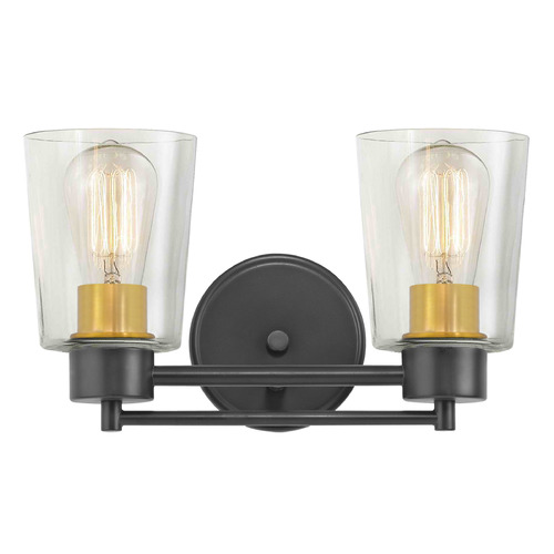 Design Classics Lighting Salida 2-Light Bath Light in Matte Black & Brass by Design Classics 702-07 SB GL1027-CLR