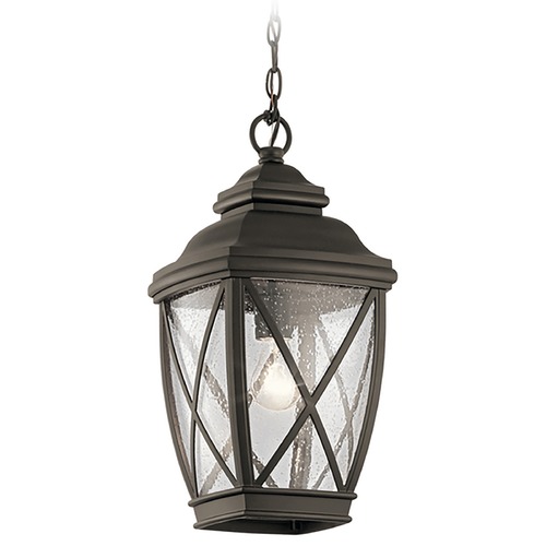 Kichler Lighting Tangier Outdoor Hanging Lantern in Olde Bronze with Seeded Glass 49844OZ