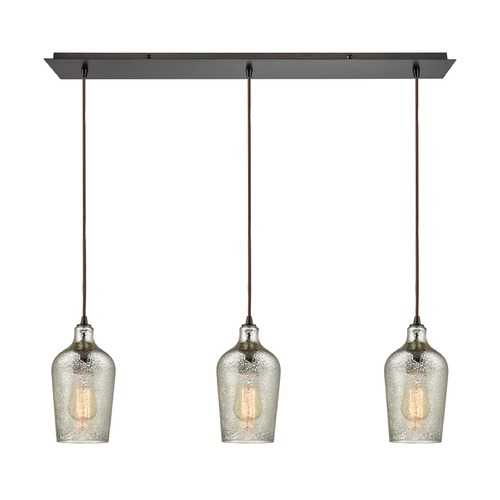 Elk Lighting Hammered Mercury Glass Multi-Light Pendant Oil Rubbed Bronze Elk Lighting 10830/3LP