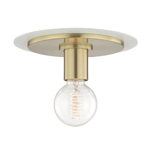 Mitzi by Hudson Valley Milo Flush Mount in Brass & White by Mitzi by Hudson Valley H137501S-AGB/WH