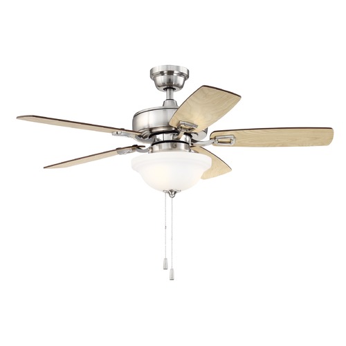 Craftmade Lighting 52-Inch Brushed Nickel Ceiling Fan with LED Light 3000K by Craftmade Lighting TCE52BNK5C1