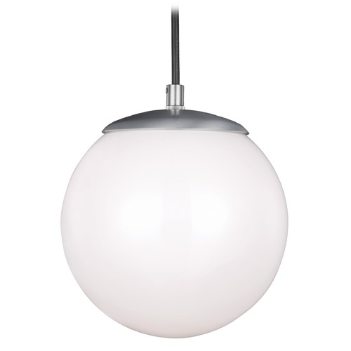 Leo 8-Inch Globe Pendant in Satin Aluminum by Visual Comfort Studio
