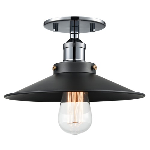 Bulstrodes Workshop Chrome & Black Semi-Flush Mount by Matteo Lighting