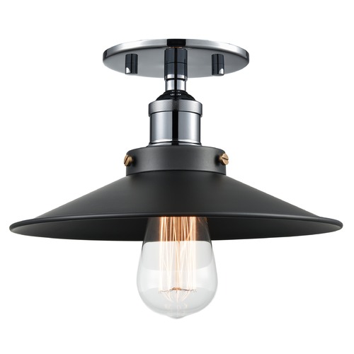 Matteo Lighting Bulstrodes Workshop Chrome & Black Semi-Flush Mount by Matteo Lighting X46111CHBK