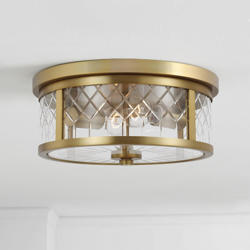 Alexa Hampton 13-Inch 2-Light Alec Burnished Brass Flush Mount by Visual Comfort Studio
