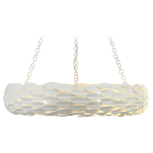 Crystorama Lighting Broche Matte White Pendant Light with Drum Shade