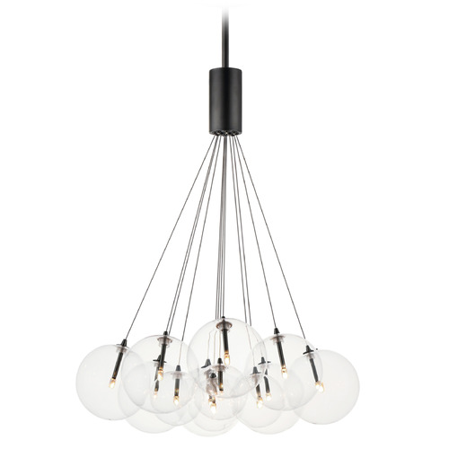 Et2 Burst Black LED Multi-Light Pendant with Globe Shade