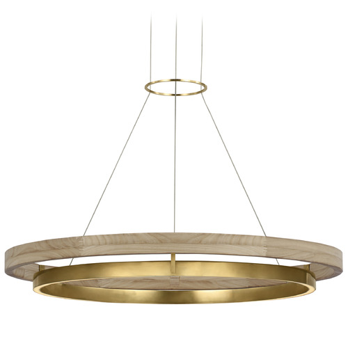 Visual Comfort Modern Collection Grace Hand Rubbed Antique Brass & Natural Oak LED Pendant Light