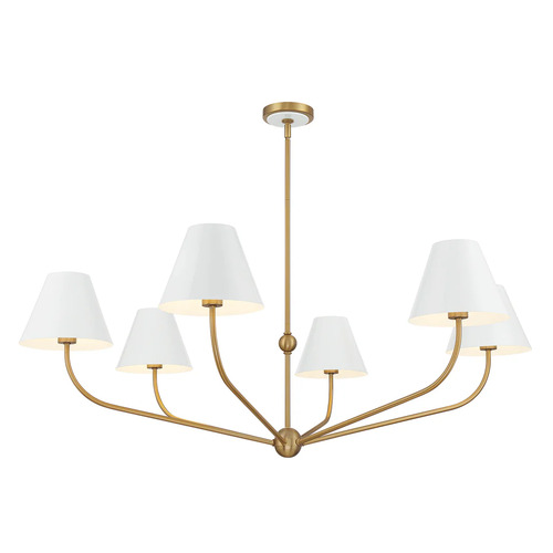 Xavier 6-Light Chandelier in Gold & White by Crystorama Lighting