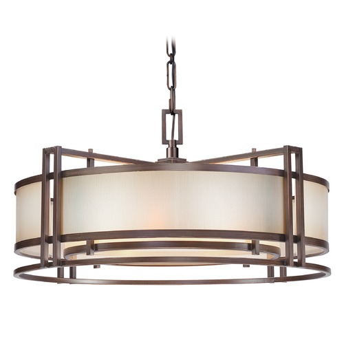 Metropolitan Lighting Underscore Cimmaron Bronze Pendant Light with Drum Shade N6965-1-267B