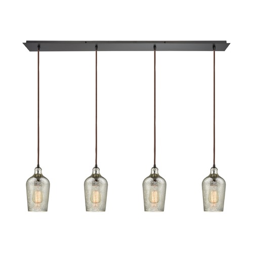 Elk Lighting Hammered Mercury Glass Multi-Light Pendant Oil Rubbed Bronze Elk Lighting 10830/4LP