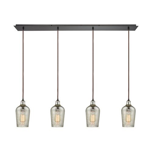 Elk Lighting Hammered Mercury Glass Multi-Light Pendant Oil Rubbed Bronze Elk Lighting 10830/4LP