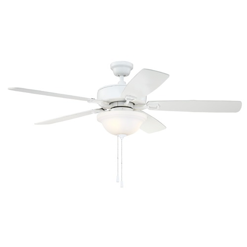 Craftmade Lighting 52-Inch White Ceiling Fan with LED Light 3000K by Craftmade Lighting TCE52W5C1