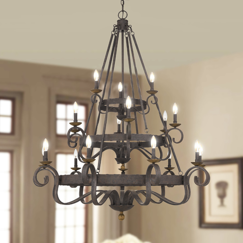 Noble Rustic Black 18-Light Chandelier by Quoizel Lighting