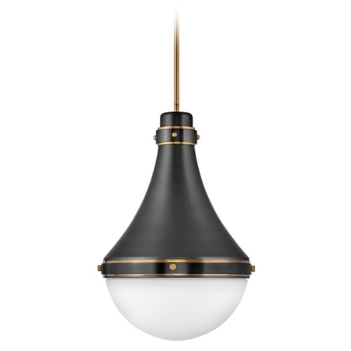 Oliver Medium Pendant in Black & Heritage Brass by Hinkley Lighting