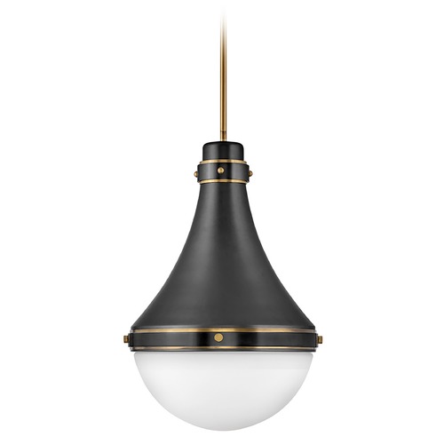 Hinkley Oliver Medium Pendant in Black & Heritage Brass by Hinkley Lighting 39054BK