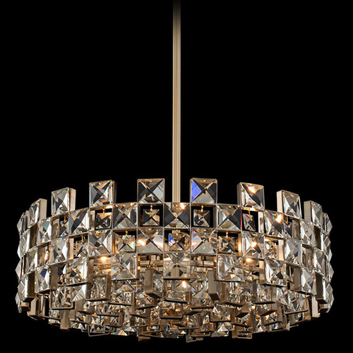 Allegri Crystal Piazze Brushed Champagne Gold Pendant Light with Drum Shade