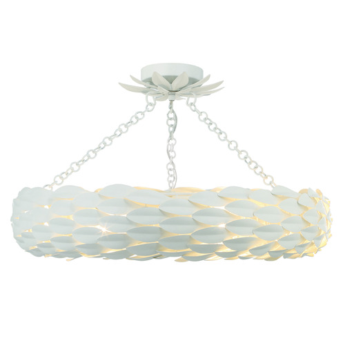 Crystorama Lighting Broche Matte White Semi-Flushmount Light
