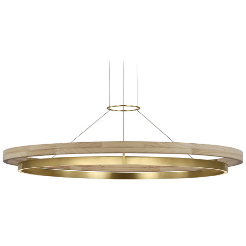 Visual Comfort Modern Collection Grace Hand Rubbed Antique Brass & Natural Oak LED Pendant Light