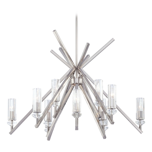 Crystal Chandelier with Clear Glass in Polished Nickel by Metropolitan Lighting