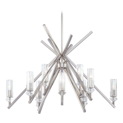 Metropolitan Lighting Crystal Chandelier with Clear Glass in Polished Nickel Finish N6831-613