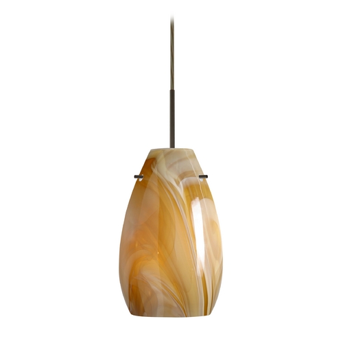 Modern Pendant Light Honey Glass. Bronze by Besa Lighting