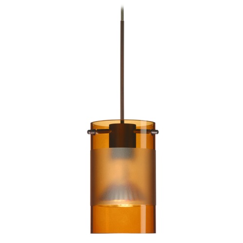 Besa Lighting Scope Amber Frosted Glass Bronze Mini-Pendant Light