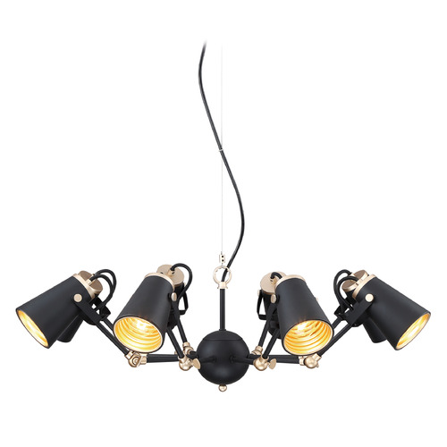 Arnsberg Edward Black with Brass Accents Pendant Light with Conical Shade