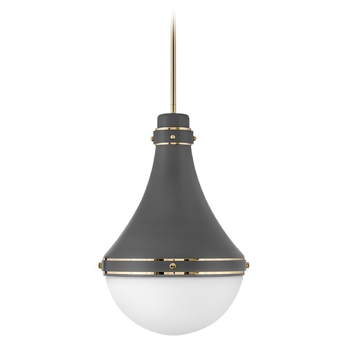 Oliver Medium Pendant in Dark Grey & Bright Brass by Hinkley Lighting