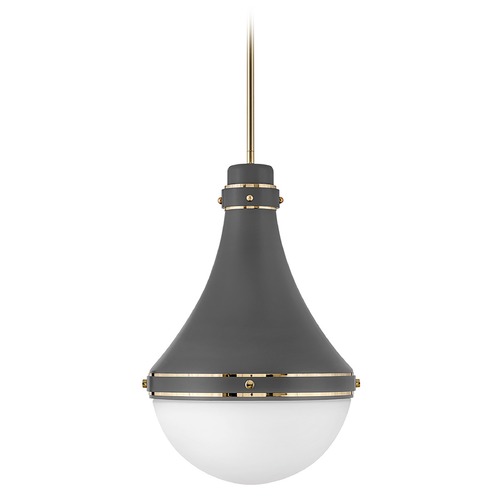 Hinkley Oliver Medium Pendant in Dark Grey & Bright Brass by Hinkley Lighting 39054DMG