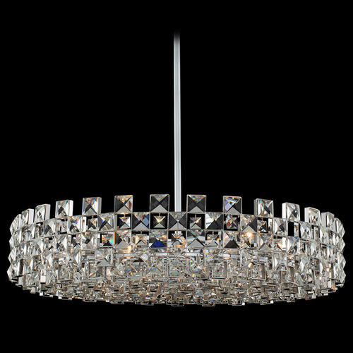 Allegri Crystal Piazze Polished Chrome Pendant Light with Drum Shade