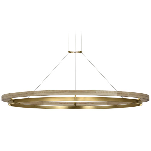 Visual Comfort Modern Collection Visual Comfort Modern Collection Grace Hand Rubbed Antique Brass & Natural Oak LED Pendant Light SLCH30030HABNO