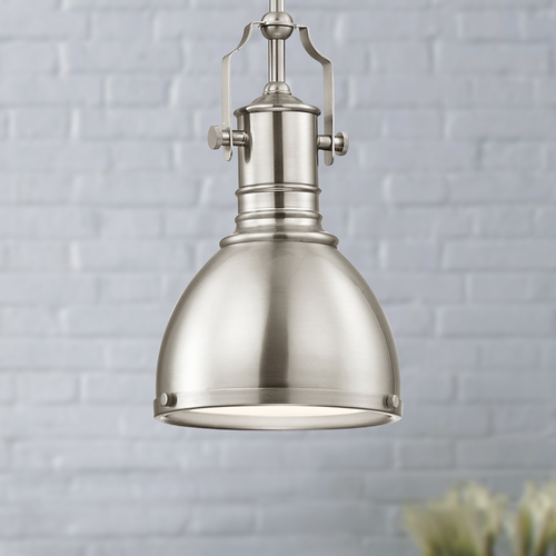 Design Classics Lighting Farmhouse Satin Nickel Metal Mini-Pendant 7.38-Inch Wide 1765-09 SH1775-09 R1775-09